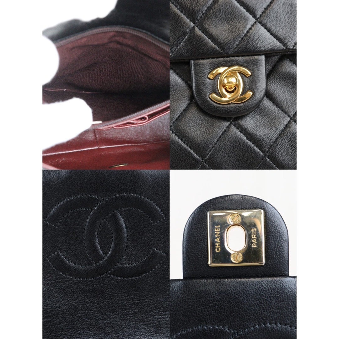 Rank AB ｜ CHANEL Black Lanbskin Square 20 Shoulder Bag Made In 1989～1991 Year｜23101211