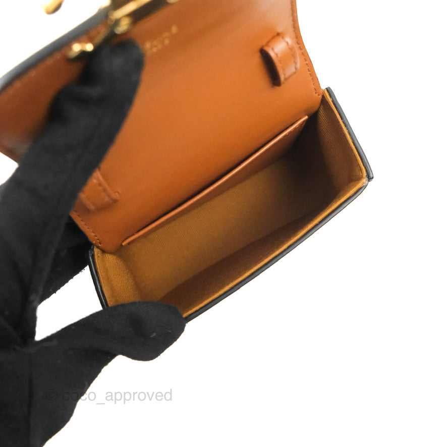 Celine Tan Canvas Calfskin Mini Triomphe