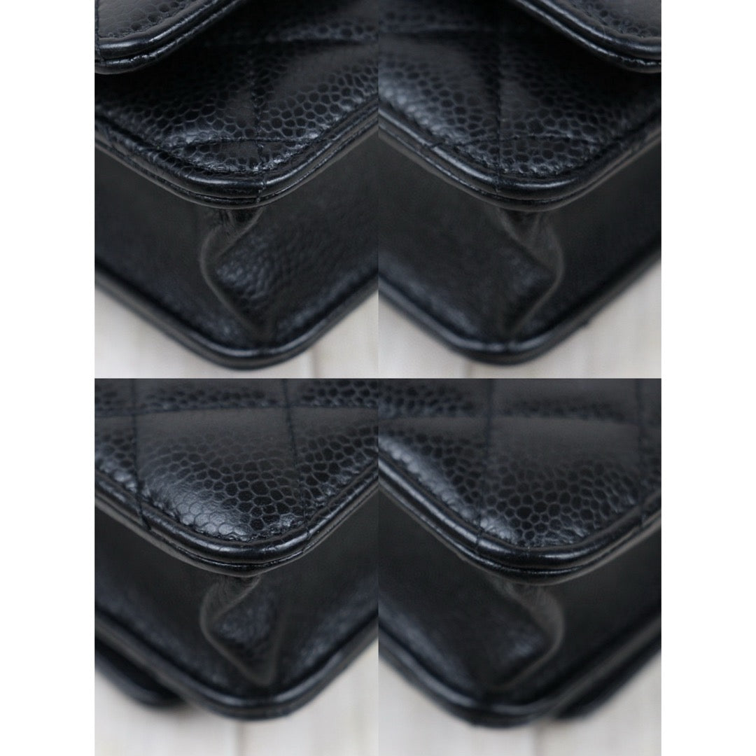 Very Good ( Rank A)｜ CHANEL Matelasse Caviar Skin Chain Wallet Black  Made in 2020-2021 Year ｜S25012702
