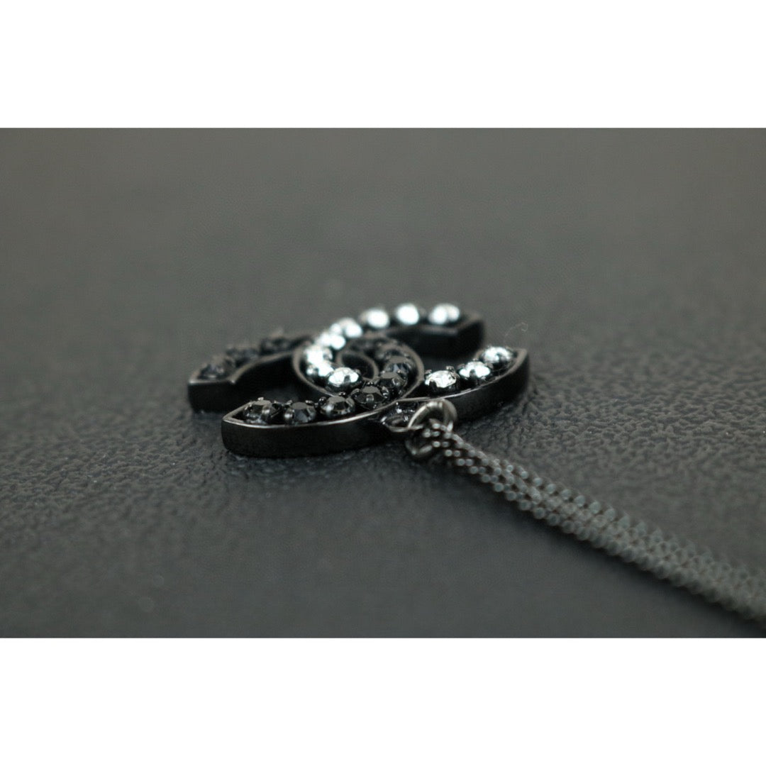 Very Good ( Rank A) ｜CHANEL COCO Mark  Black and White Rhinestone  Necklace Black｜F25022008
