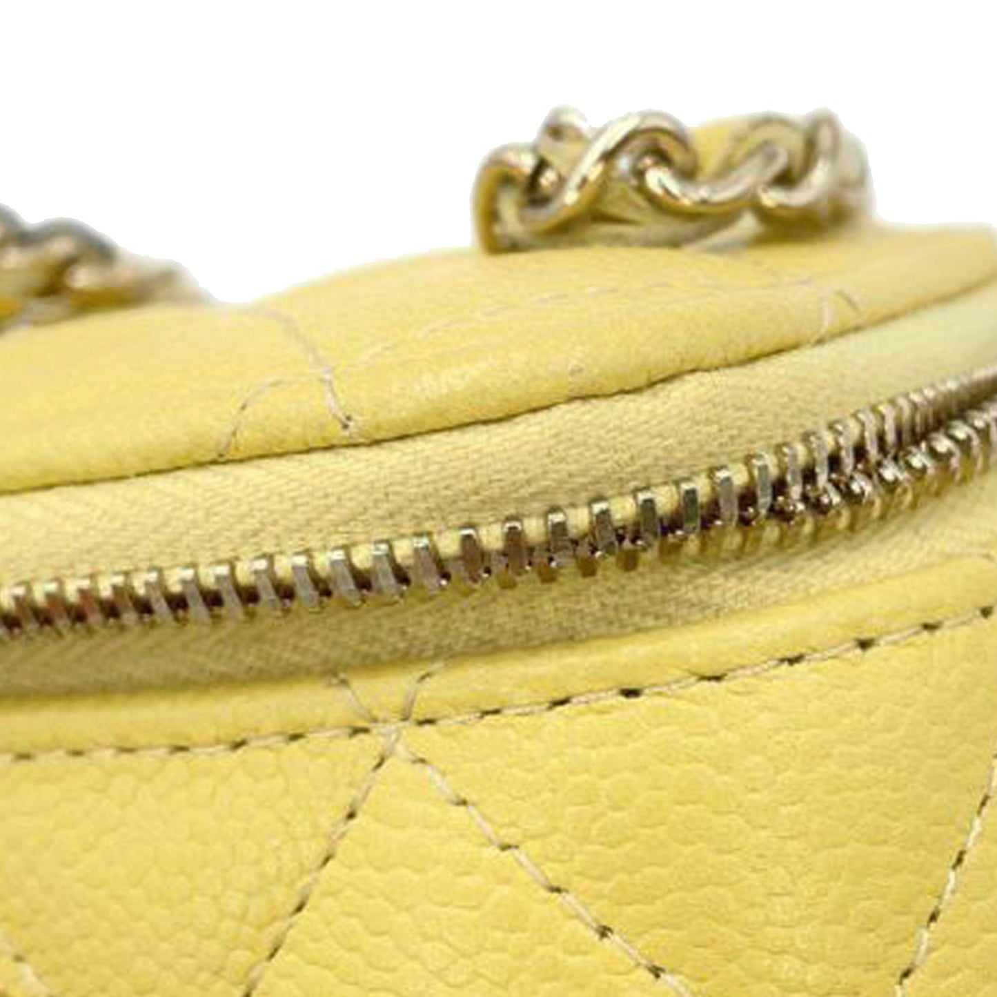 Yellow Chanel Mini CC Caviar Vanity Case with Chain Crossbody Bag