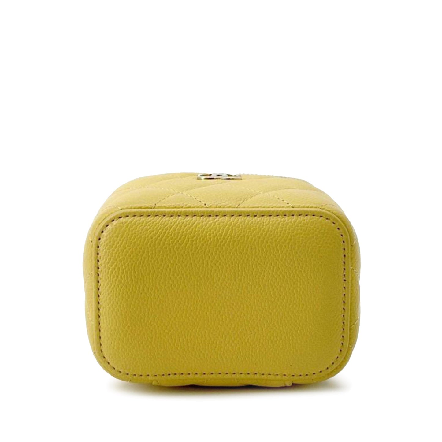 Yellow Chanel Mini CC Caviar Vanity Case with Chain Crossbody Bag