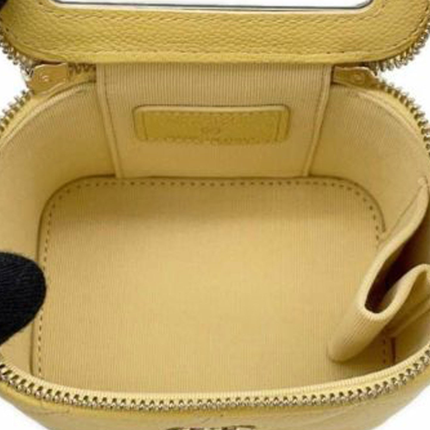 Yellow Chanel Mini CC Caviar Vanity Case with Chain Crossbody Bag