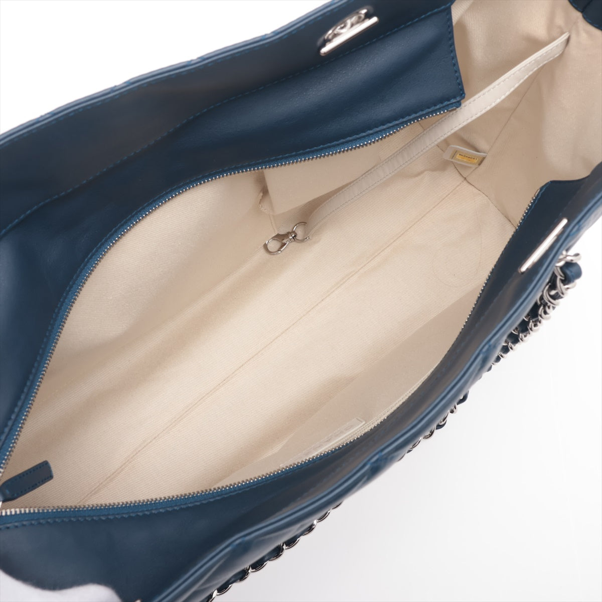 Chanel Matrasse Leather Tote Top Bag Navy Silver  15th