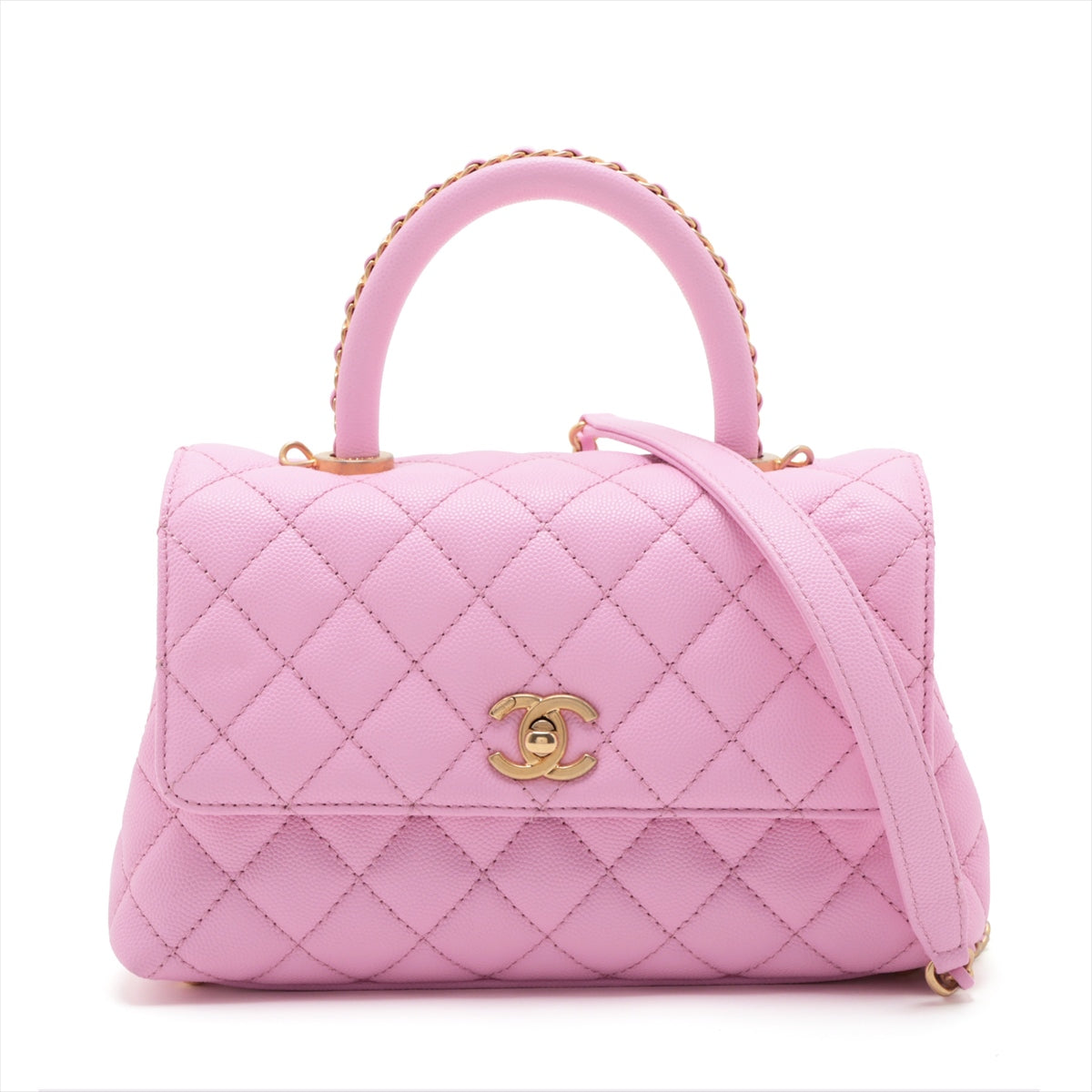 Chanel Coco Handle 24 XS Caviar S 2WAY HandBag Pink Gold  A92990