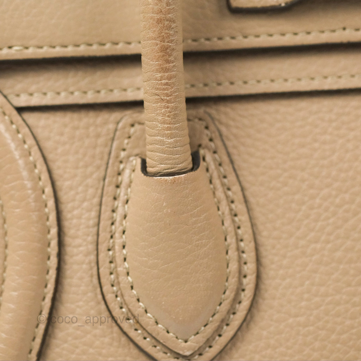 Celine Nano Luggage Bag Dune Drummed Calfskin