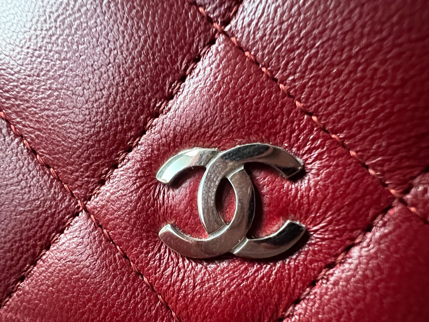 Chanel Red Lambskin Wallet on Chain