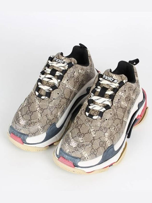 Luxury Balenciaga  Gucci Hacker Ebony Triple S Sneakers 36 230