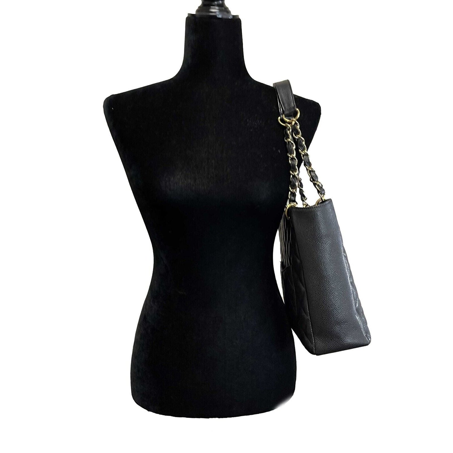 Top Quality Chanel New Petite Shopping Tote Caviar PST 2016 Black Handbag