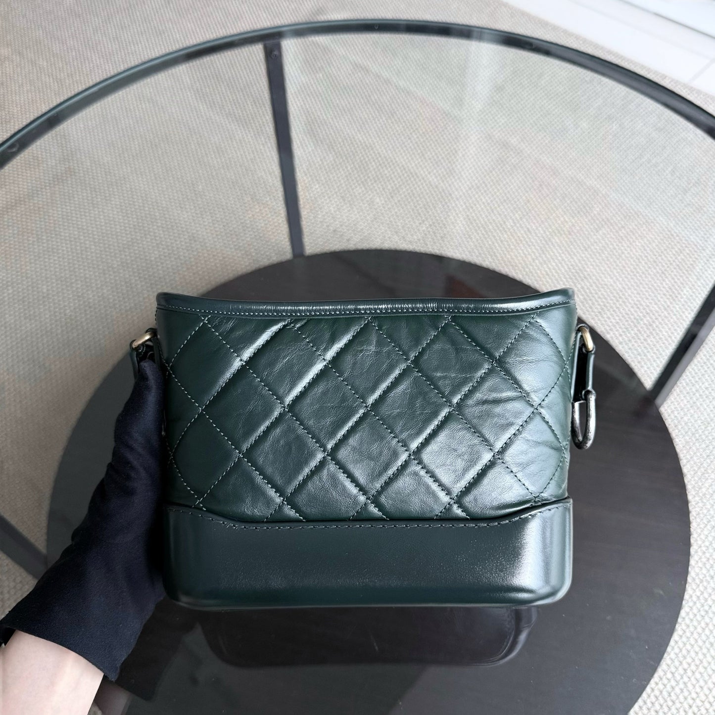 Chanel Gabrielle Small - Quilted Calfskin Dark Green Gold Hardware Series 26
