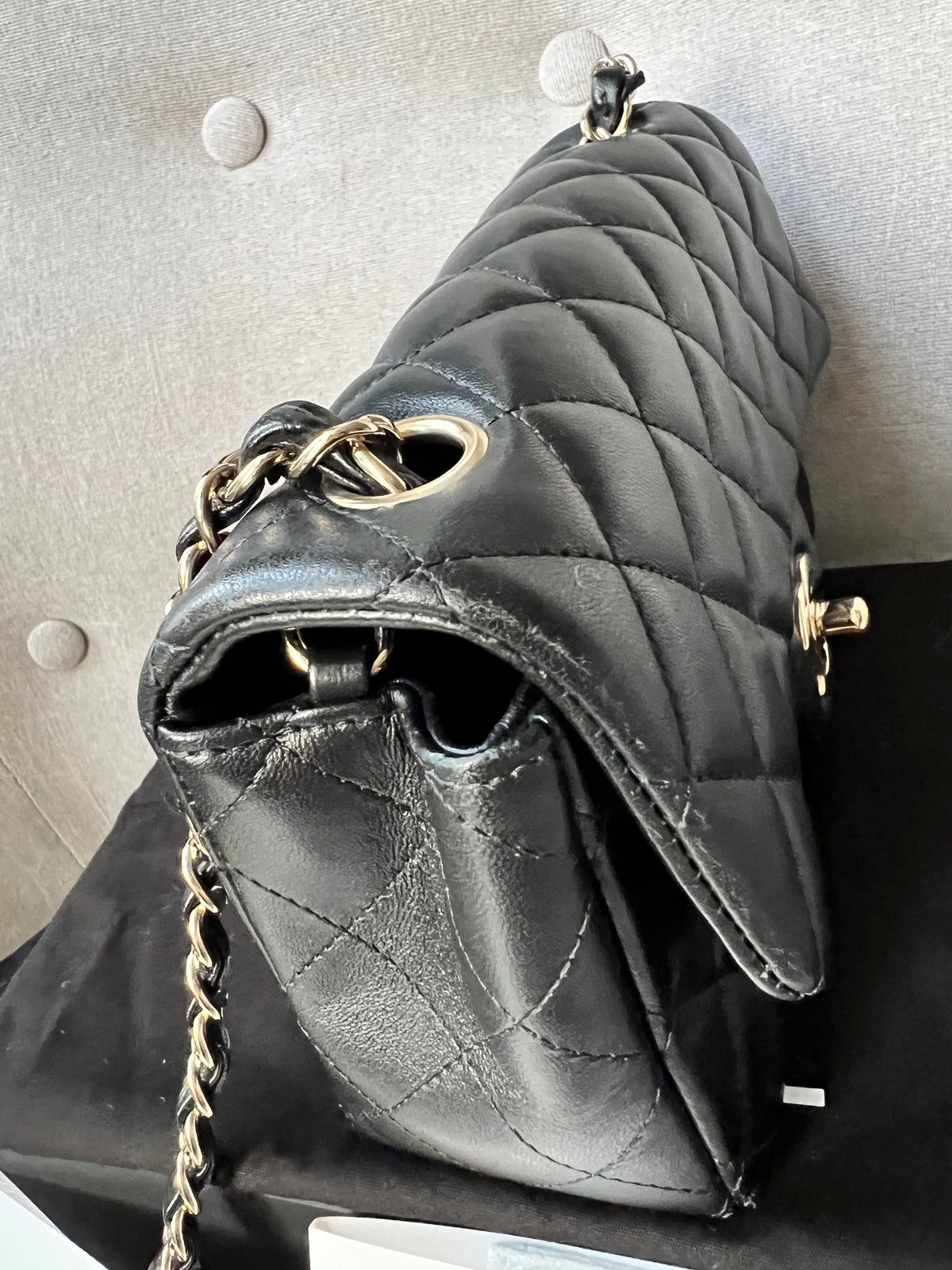 Chanel Mini Rectangular Classic Flap in Black Lambskin