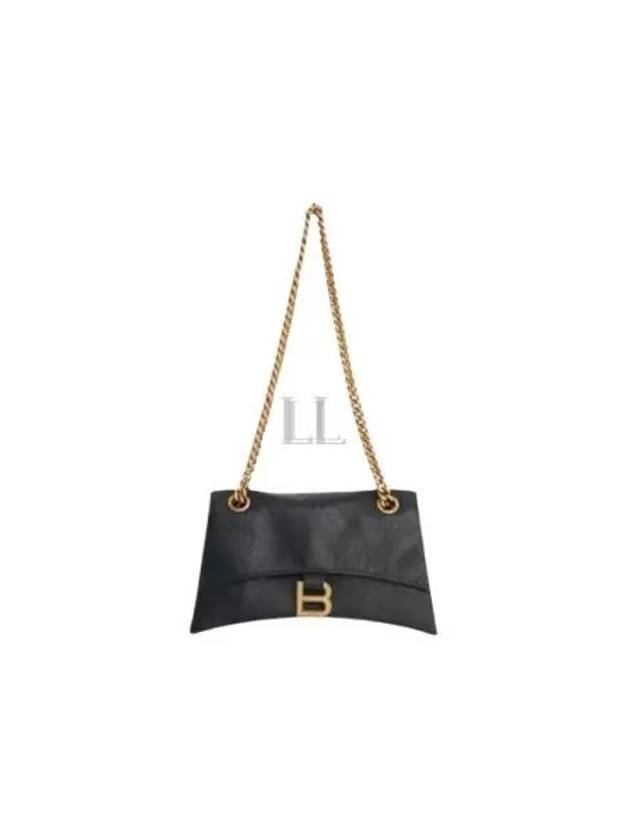 Luxury Balenciaga  Crush Logo Gold Chain Small Shoulder Bag Black