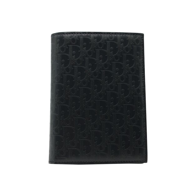 DIOR Oblique Bi-Fold Cardholder in Navy Leather