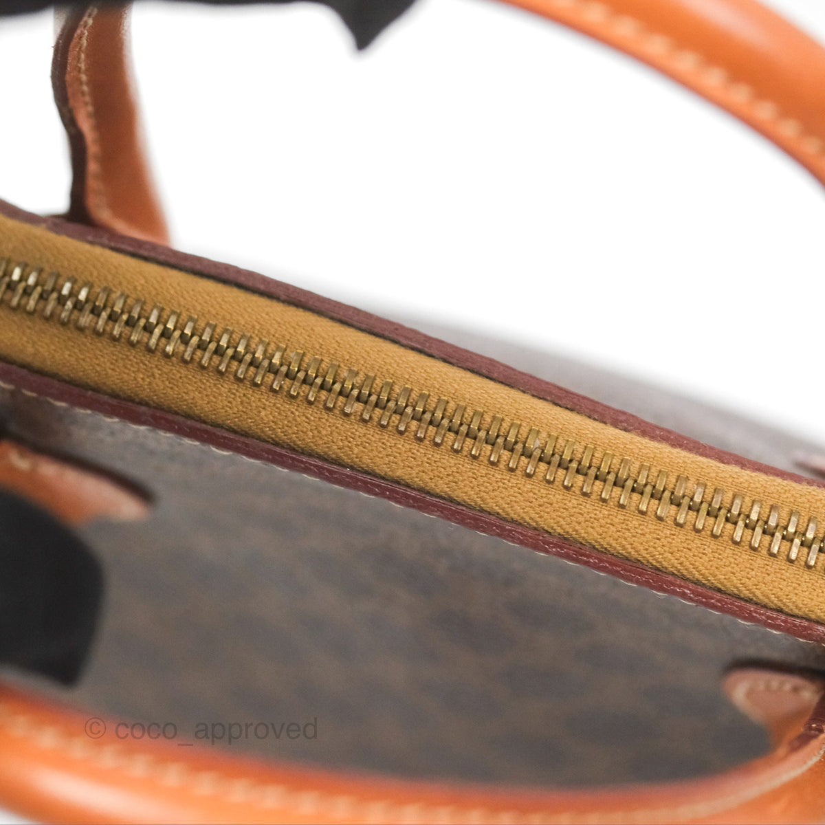 Celine Vintage Macadam Top Handle Bag Tan Brown