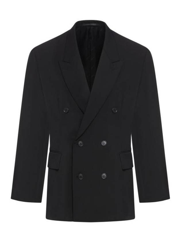 Luxury Balenciaga  Cinched Double Breasted Wool Jacket Black