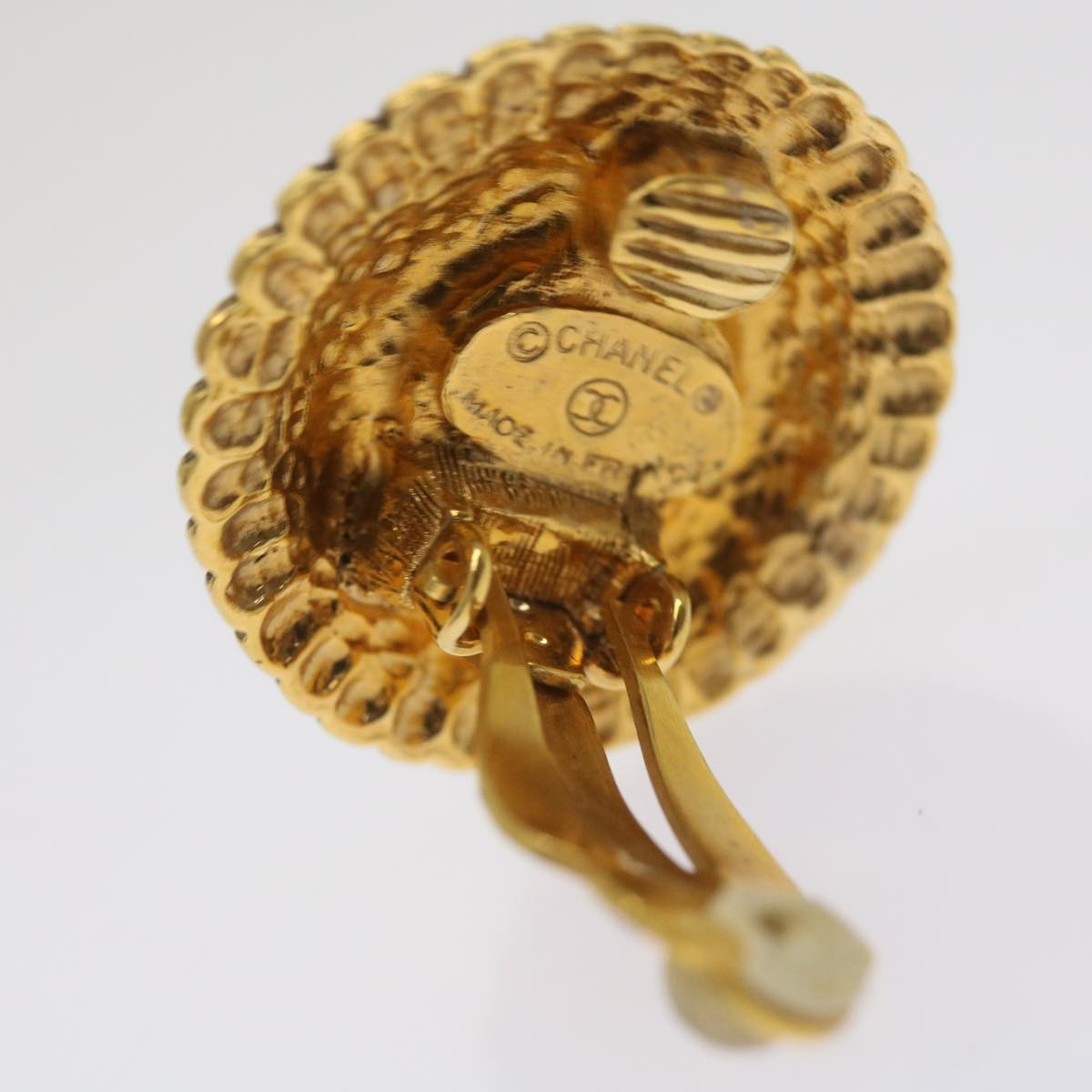 Top Quality Chanel Earring Gold Tone CC Auth 65220
