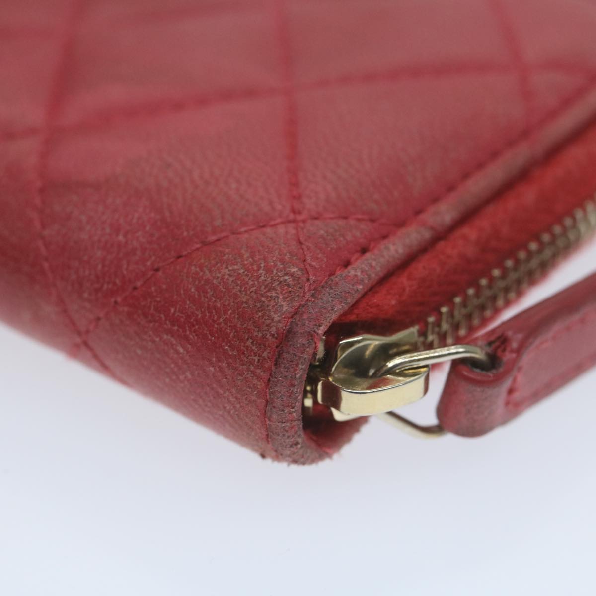 Top Quality Chanel Matelasse Coin Purse Lamb Skin Red CC Auth 65239
