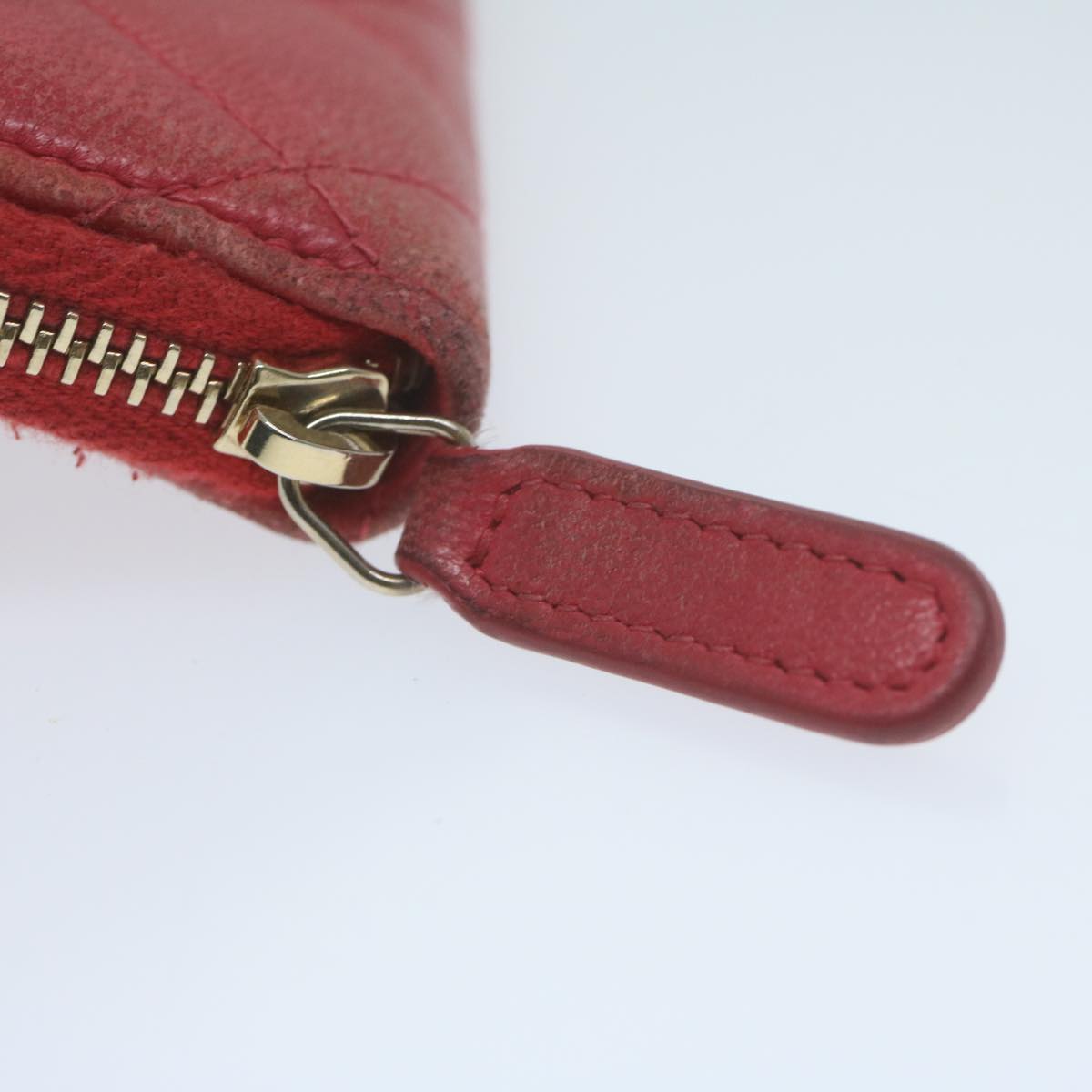 Top Quality Chanel Matelasse Coin Purse Lamb Skin Red CC Auth 65239