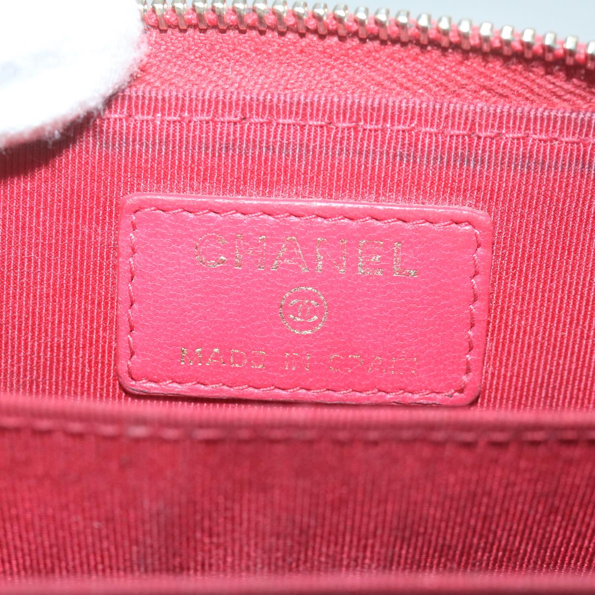 Top Quality Chanel Matelasse Coin Purse Lamb Skin Red CC Auth 65239