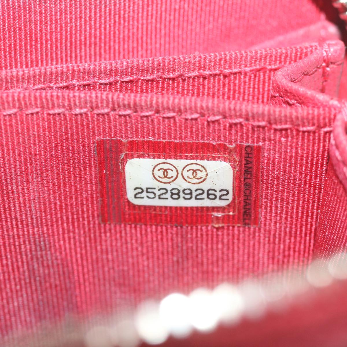Top Quality Chanel Matelasse Coin Purse Lamb Skin Red CC Auth 65239