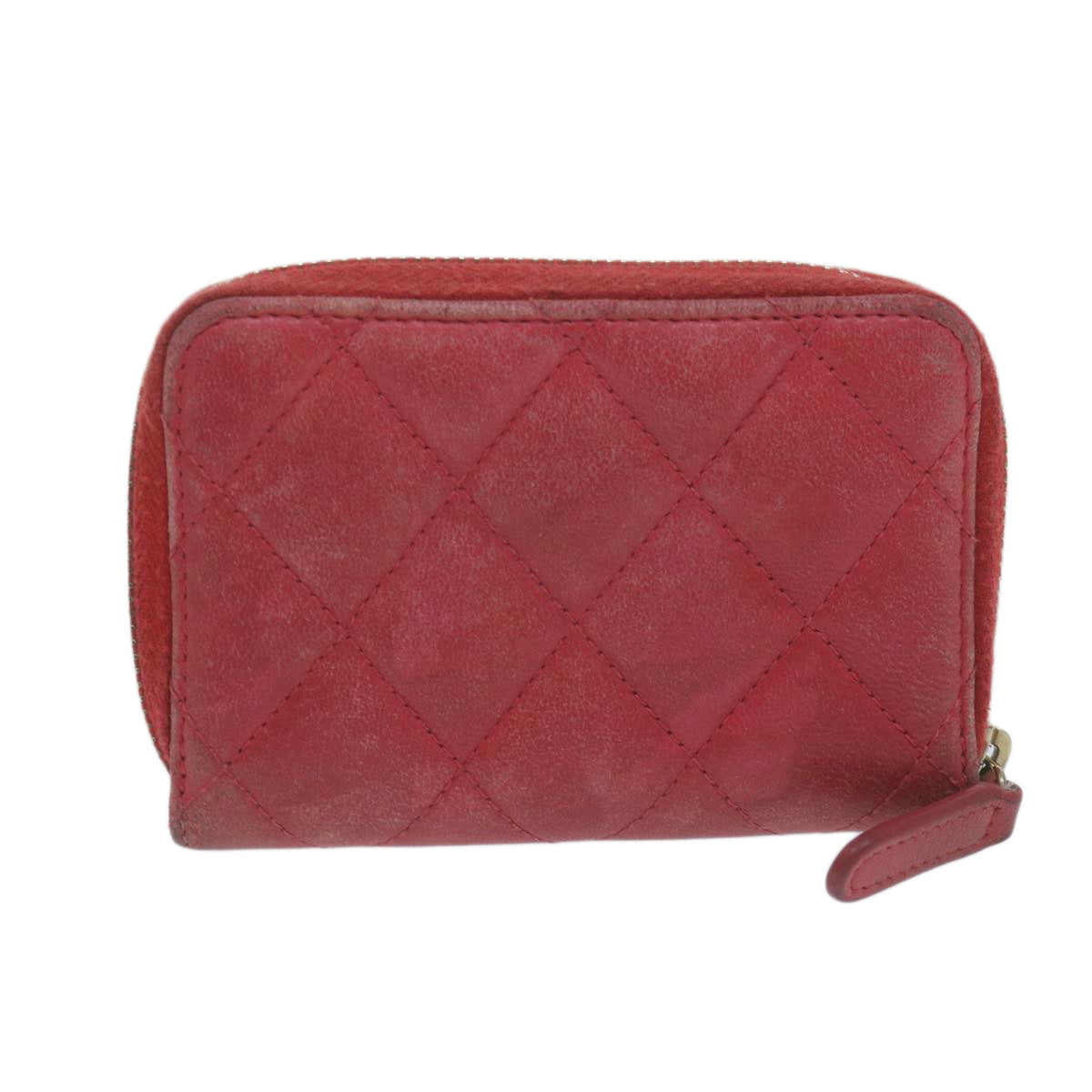Top Quality Chanel Matelasse Coin Purse Lamb Skin Red CC Auth 65239
