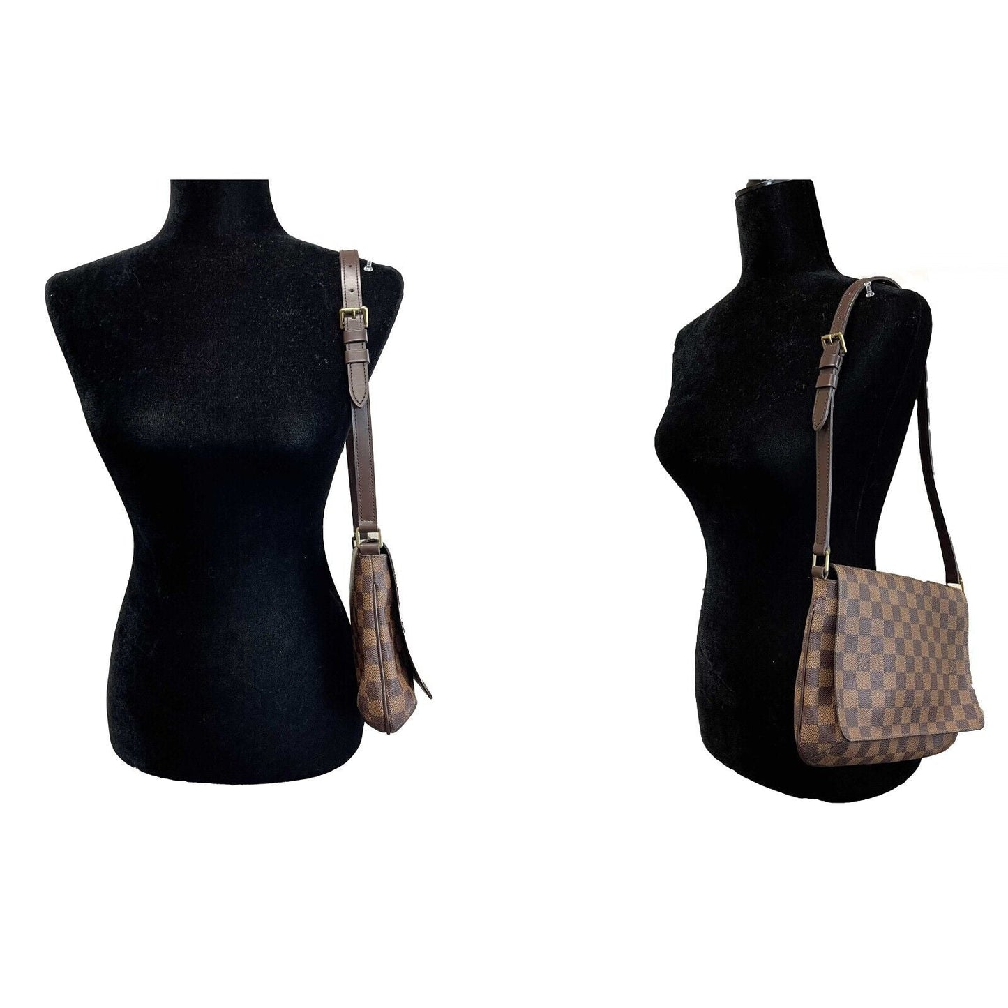 LOUIS VUITTON Musette Tango Damier Ebene Canvas Shoulder Bag