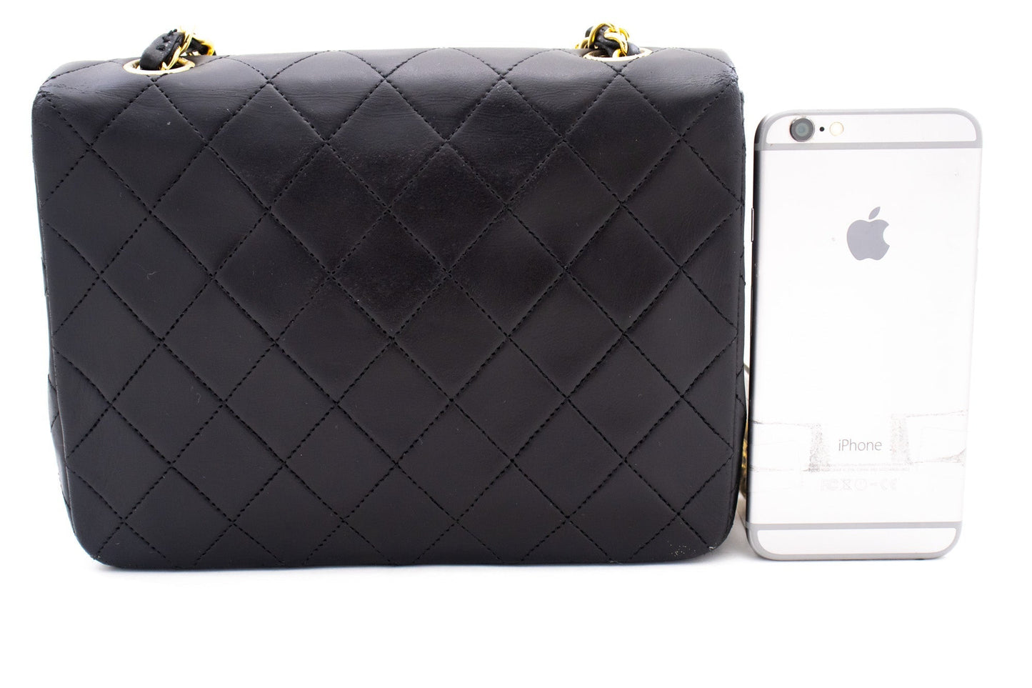 CHANEL Mini Square Small Chain Shoulder Bag Crossbody Black Quilt