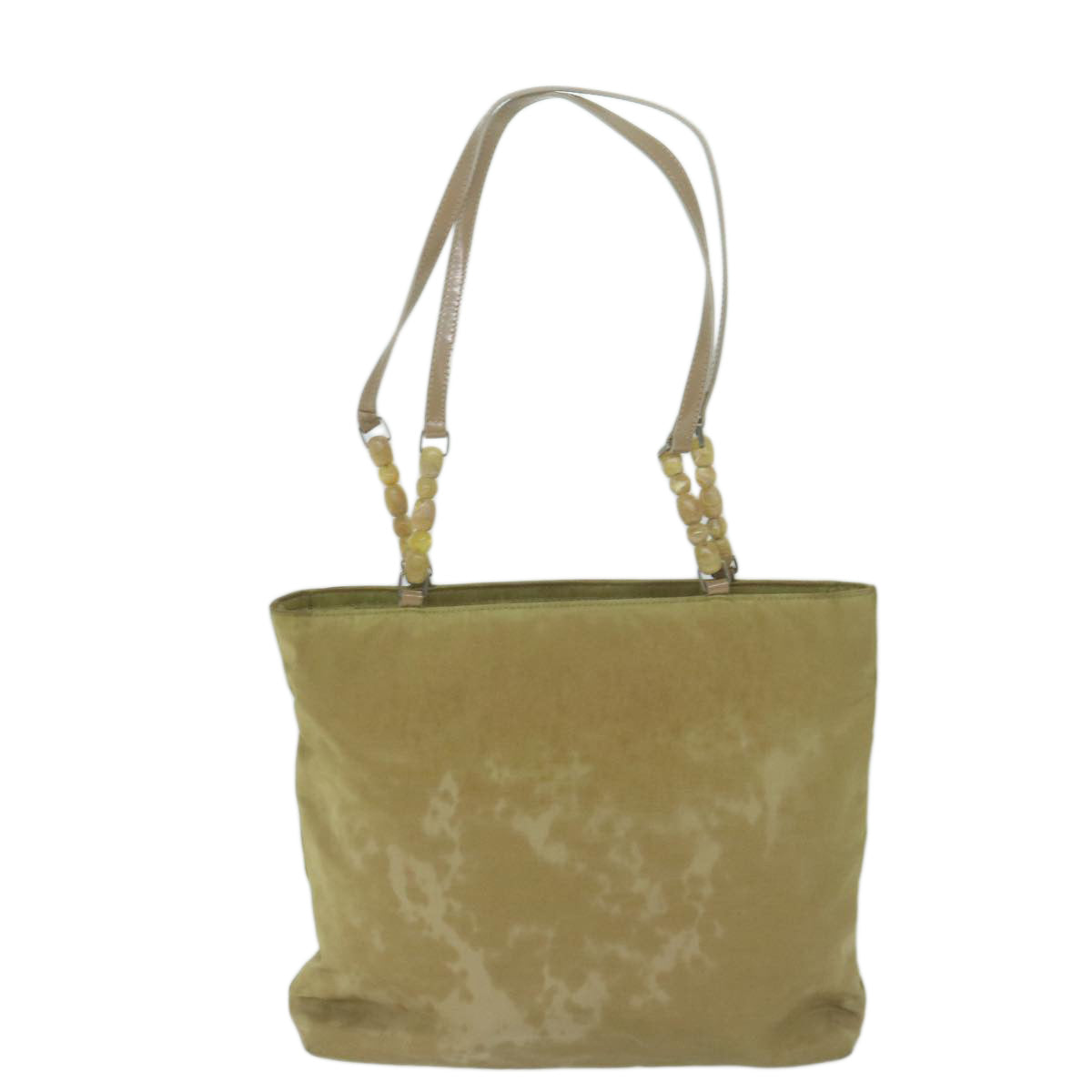 CHRISTIAN DIOR Maris Pearl Tote Bag Nylon Beige Auth 65723