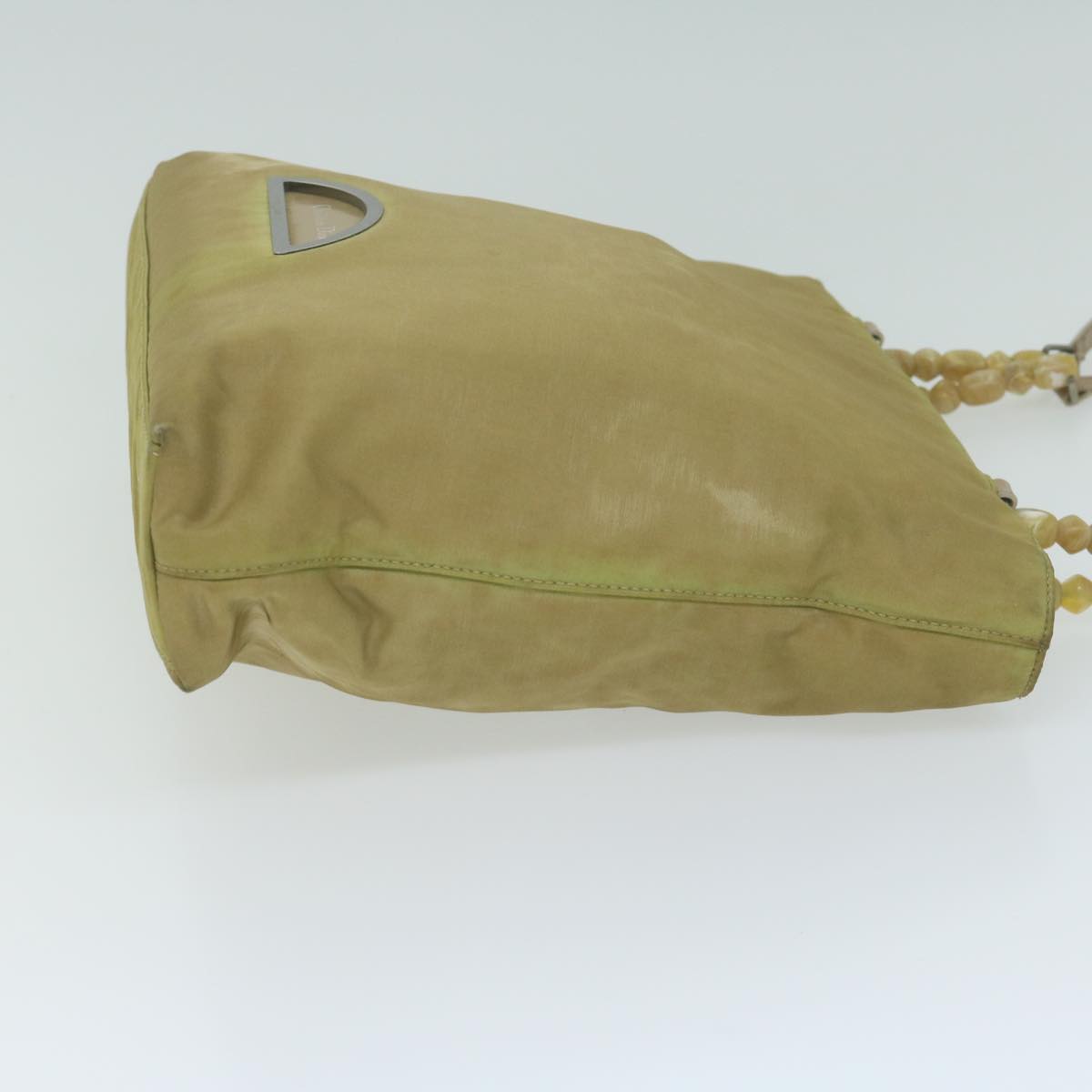 CHRISTIAN DIOR Maris Pearl Tote Bag Nylon Beige Auth 65723