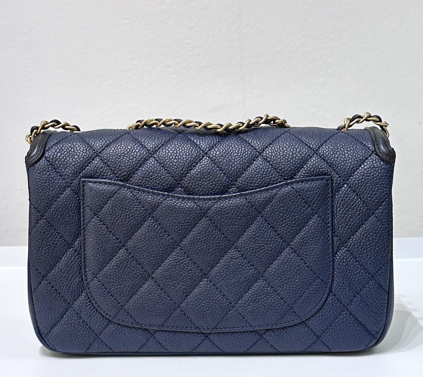 Chanel Caviar Quilted Small CC Filigree Flap Navy Black
