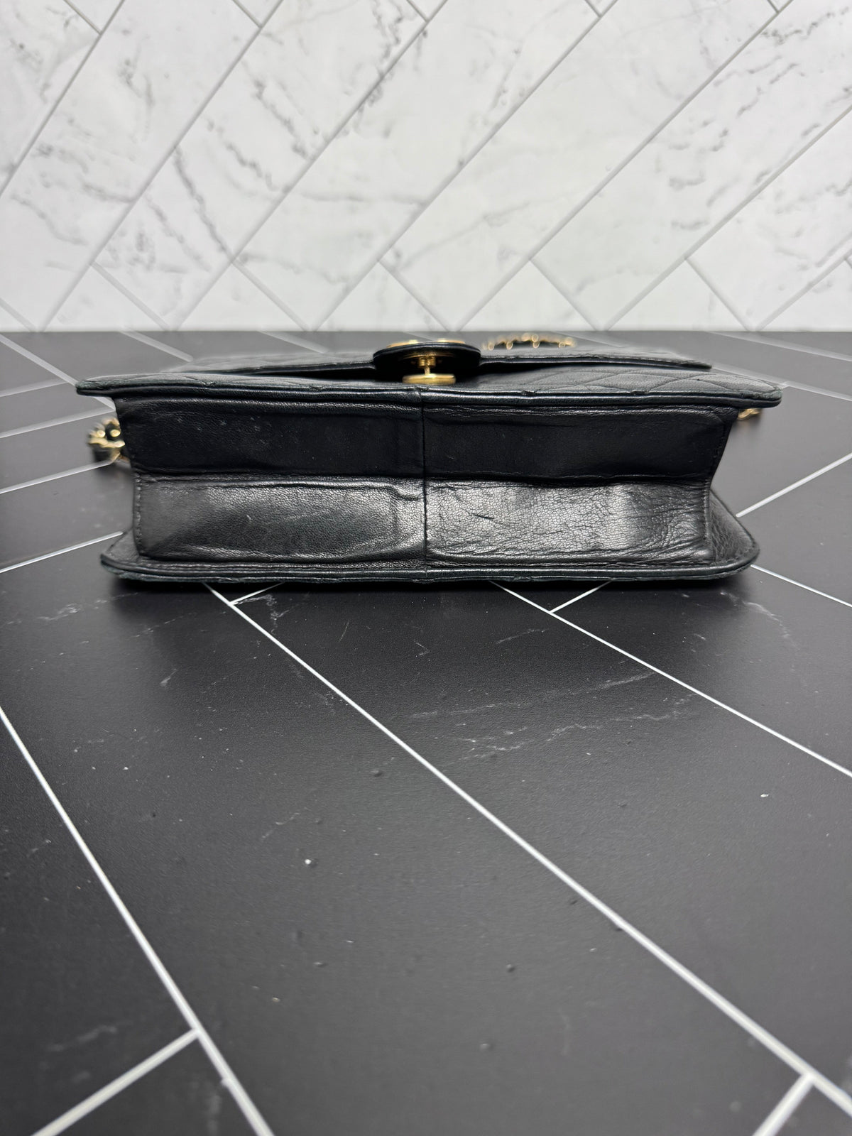 Chanel Vintage Black Quilted Single Flap Shoulder Bag