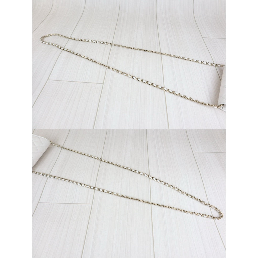 Very Good ( Rank A)｜ CHANEL Matelasse Chain Calf Leather Colour Rhinestone Mini WOC White  IC Chips Model ｜W25062903