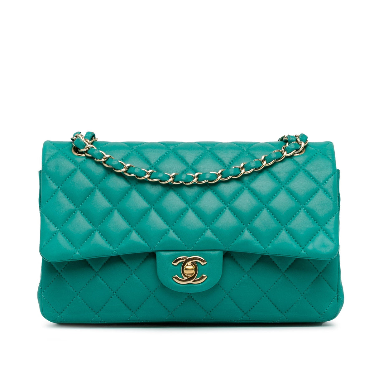 CHANEL Medium Classic Lambskin Double Flap Blue