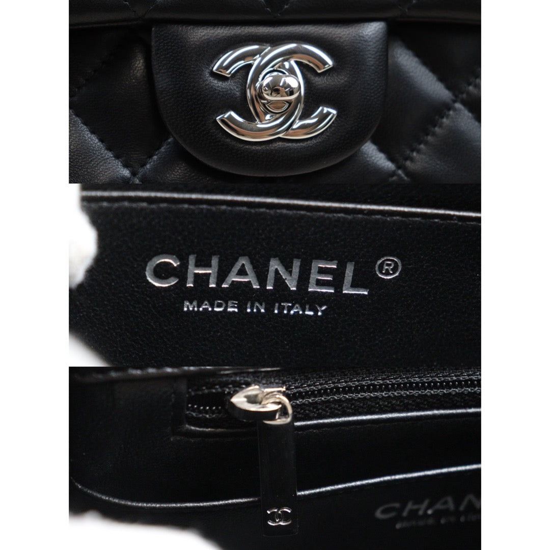 Rank A ｜CHANEL Lamb Leather Square 17 Shoulder Bag Black  Made In 2014 Year｜S24061729