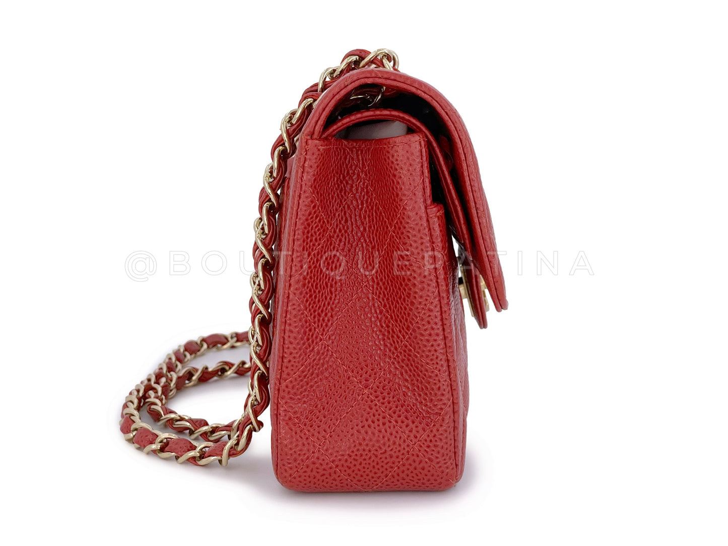 Chanel 2002 Vintage Red Caviar Small Classic Double Flap Bag 24k GHW