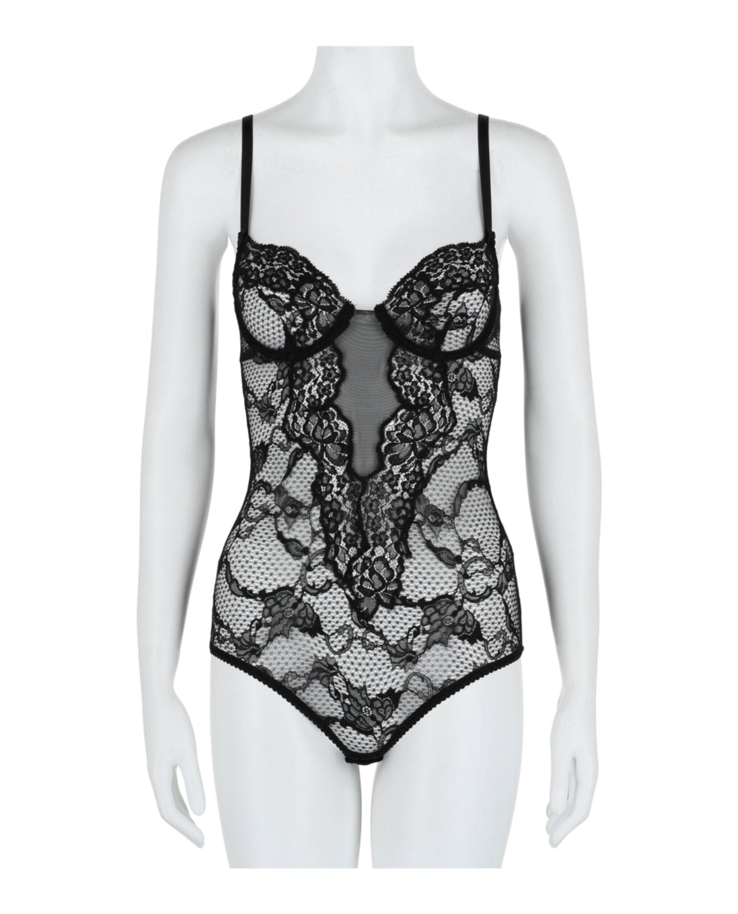 Gucci Womens Lace Bodysuit Regular 2 (XS) Black