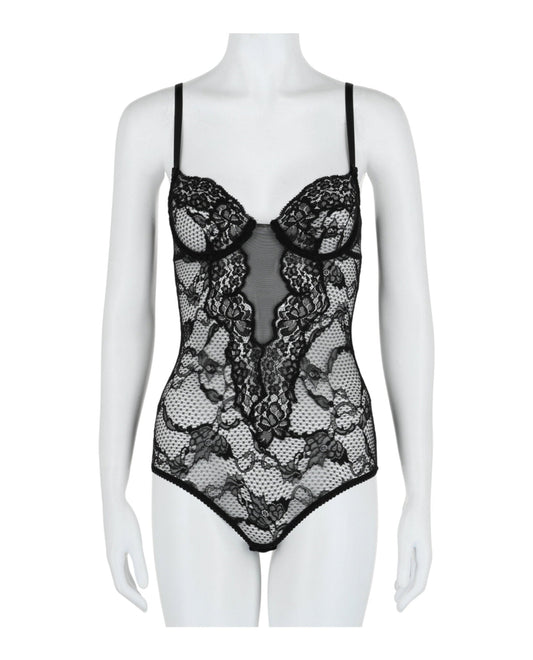 Gucci Womens Lace Bodysuit Regular 2 (XS) Black