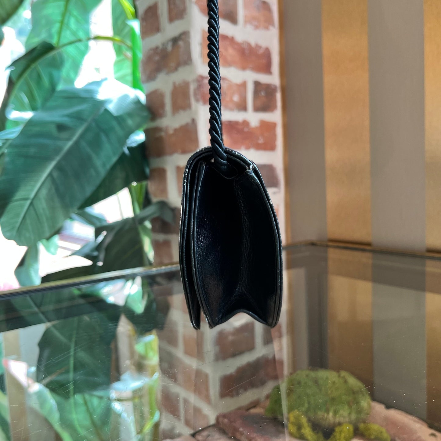 FENDI Black Patent Leather Logo Flap Crossbody Bag