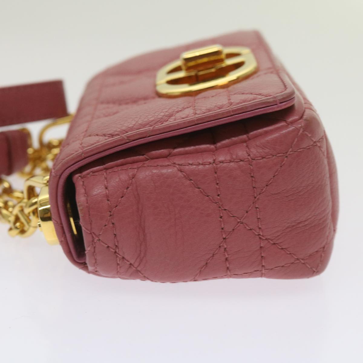 CHRISTIAN DIOR Caro Shoulder Bag Leather Pink Auth 66700A