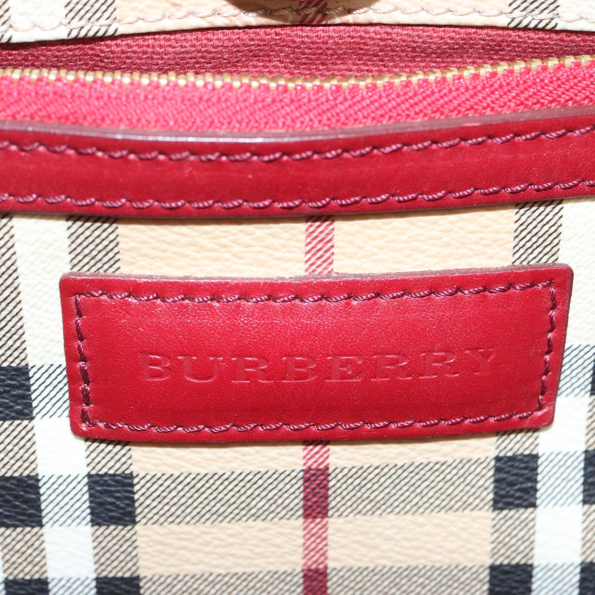 BURBERRY Nova Check Tote Bag PVC Beige Red Auth 66734