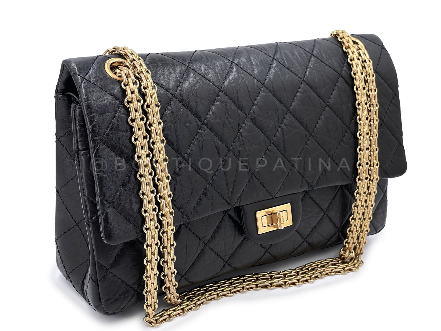 Chanel Black Aged Calfskin Reissue Medium 226 2.55 Flap Bag GHW