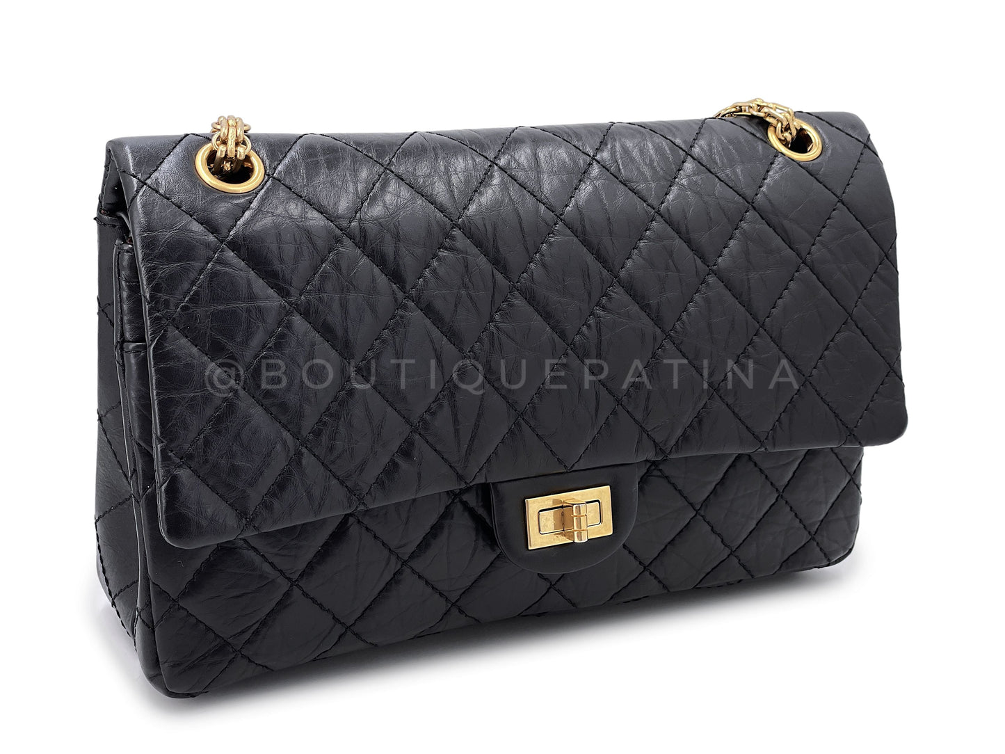 Chanel Black Aged Calfskin Reissue Medium 226 2.55 Flap Bag GHW