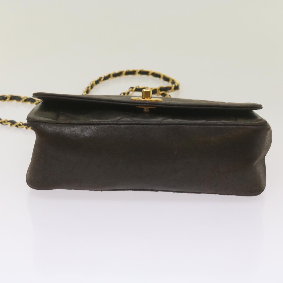 Top Quality Chanel Diana Matelasse Chain Shoulder Bag Leather Black CC Auth 66875