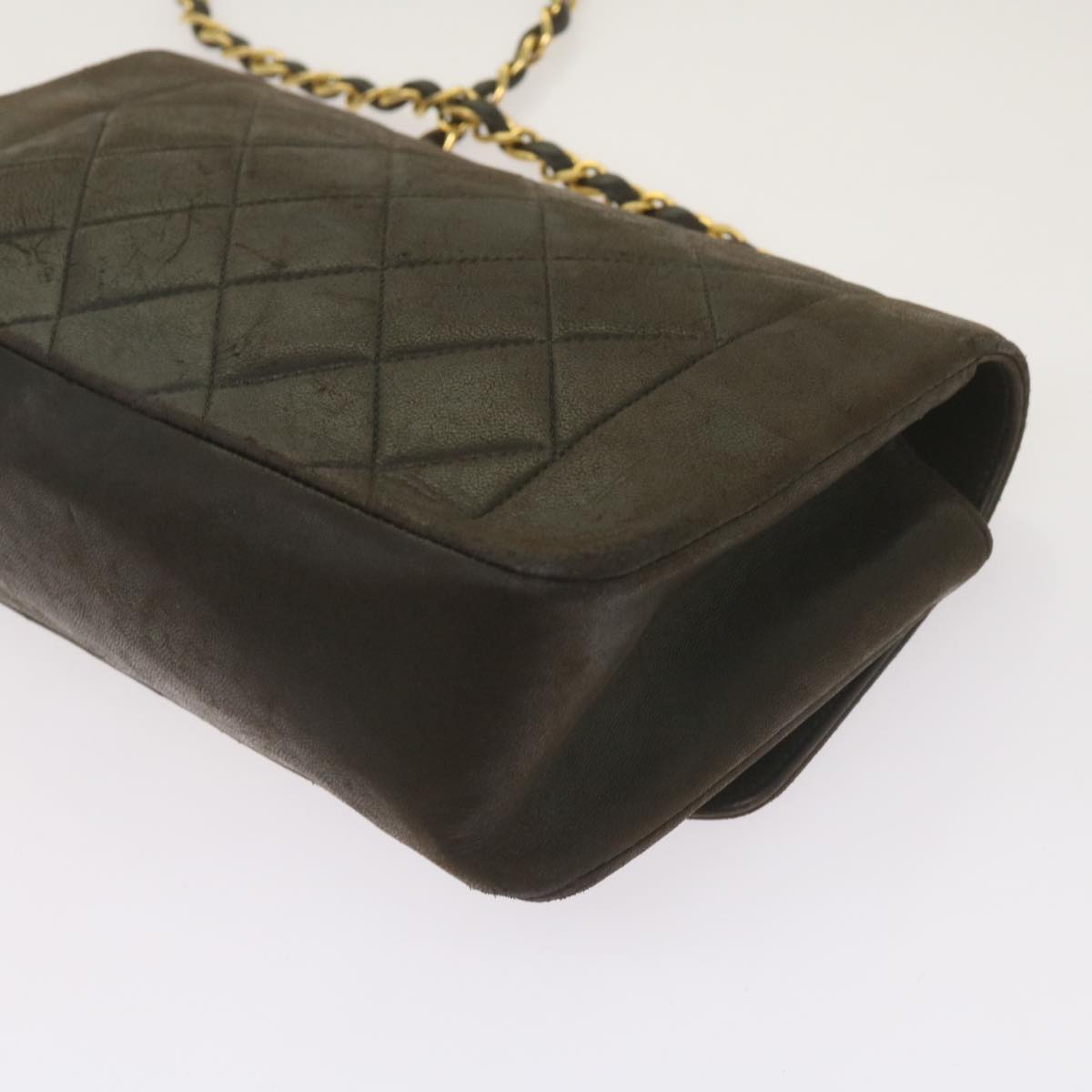 Top Quality Chanel Diana Matelasse Chain Shoulder Bag Leather Black CC Auth 66875