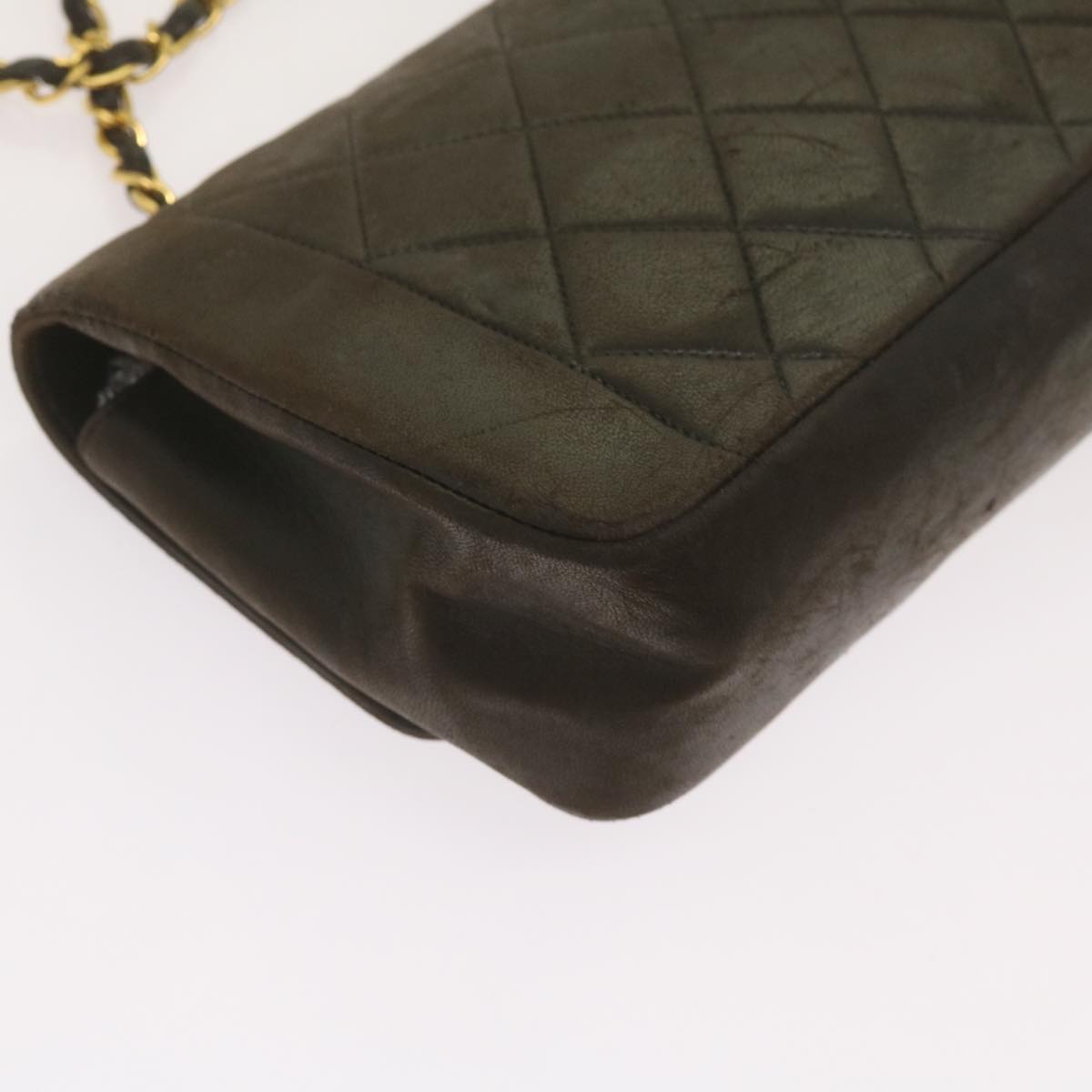 Top Quality Chanel Diana Matelasse Chain Shoulder Bag Leather Black CC Auth 66875