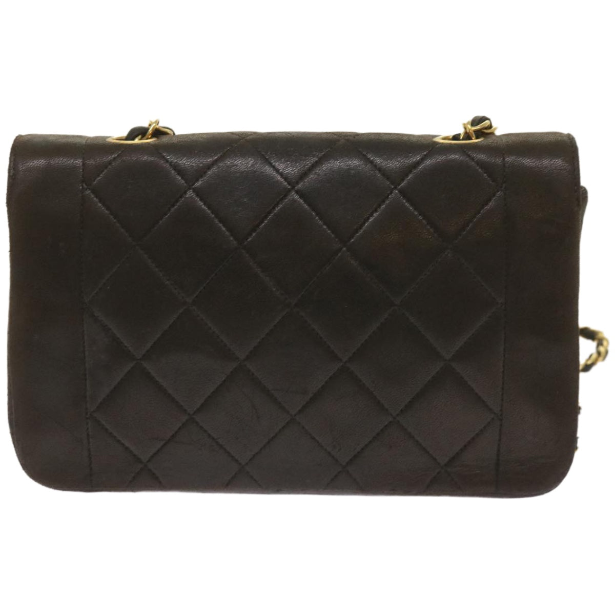 Top Quality Chanel Diana Matelasse Chain Shoulder Bag Leather Black CC Auth 66875