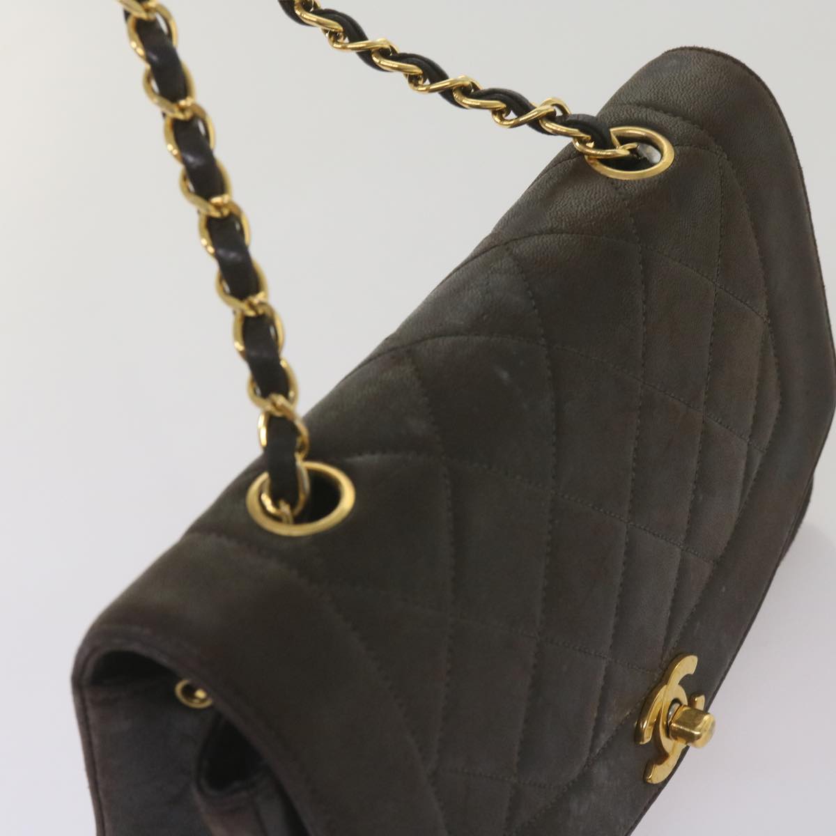 Top Quality Chanel Diana Matelasse Chain Shoulder Bag Leather Black CC Auth 66875