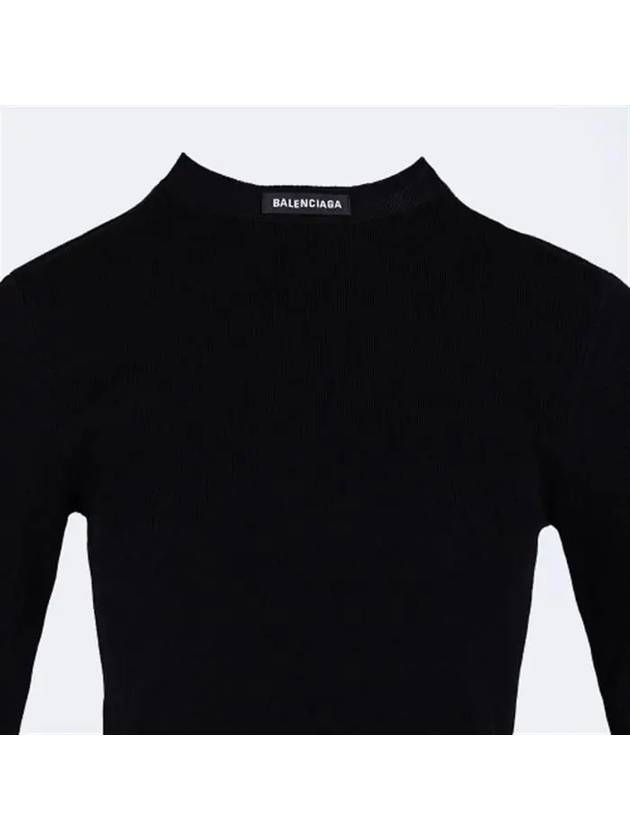 Luxury Balenciaga  WoMen's Neck Logo Crew Neck Knit Top Black