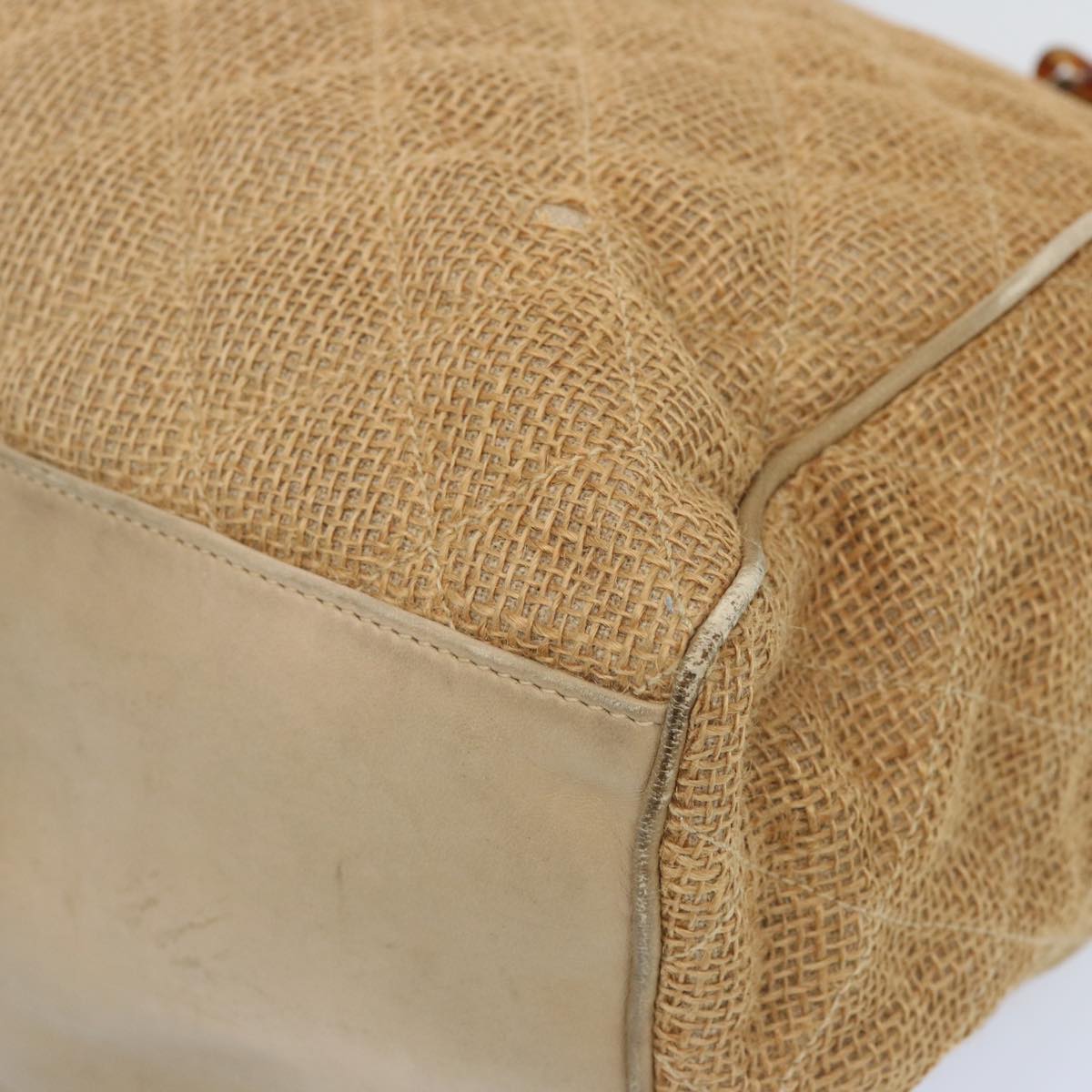 Top Quality Chanel Matelasse Tote Bag Straw Brown CC Auth 66963
