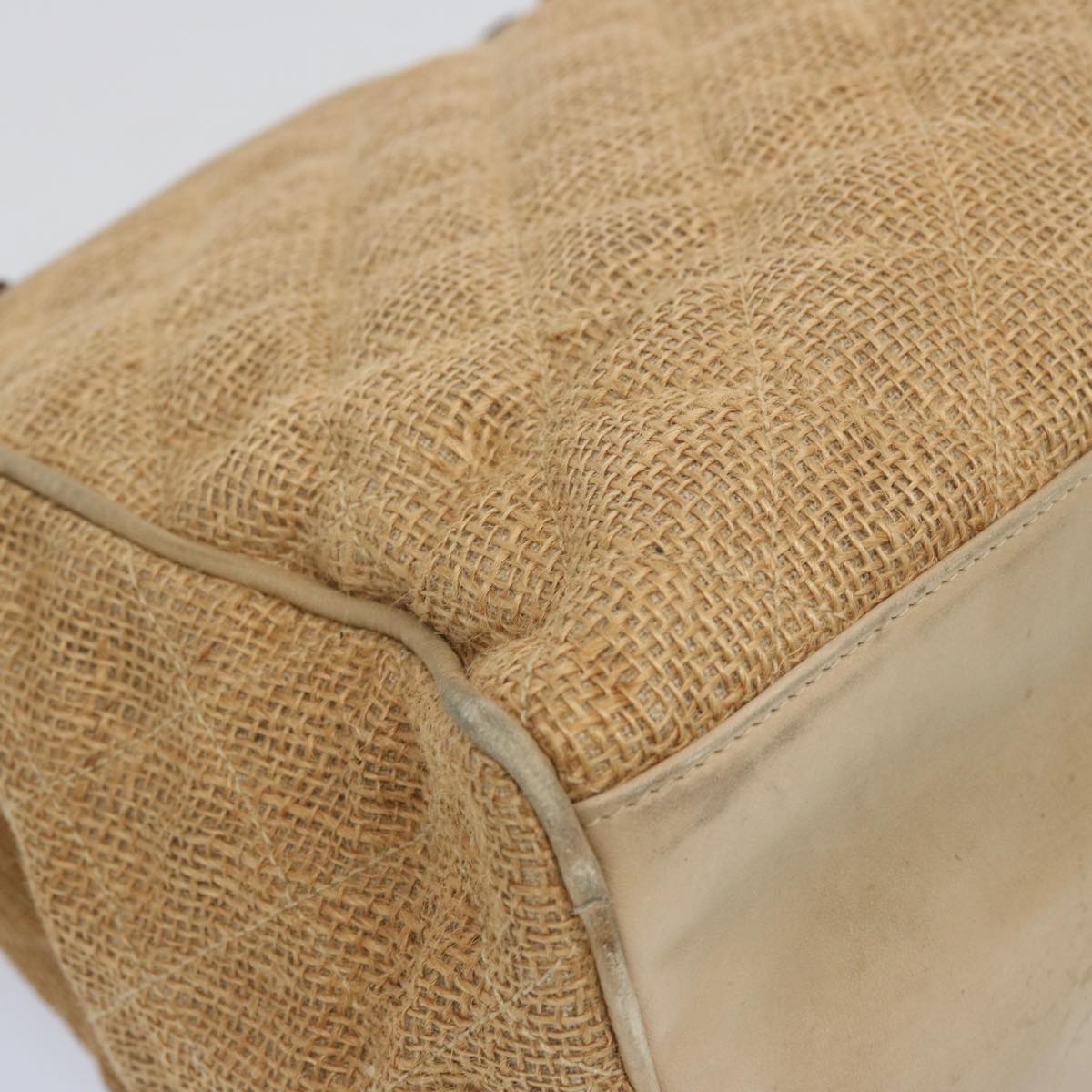 Top Quality Chanel Matelasse Tote Bag Straw Brown CC Auth 66963
